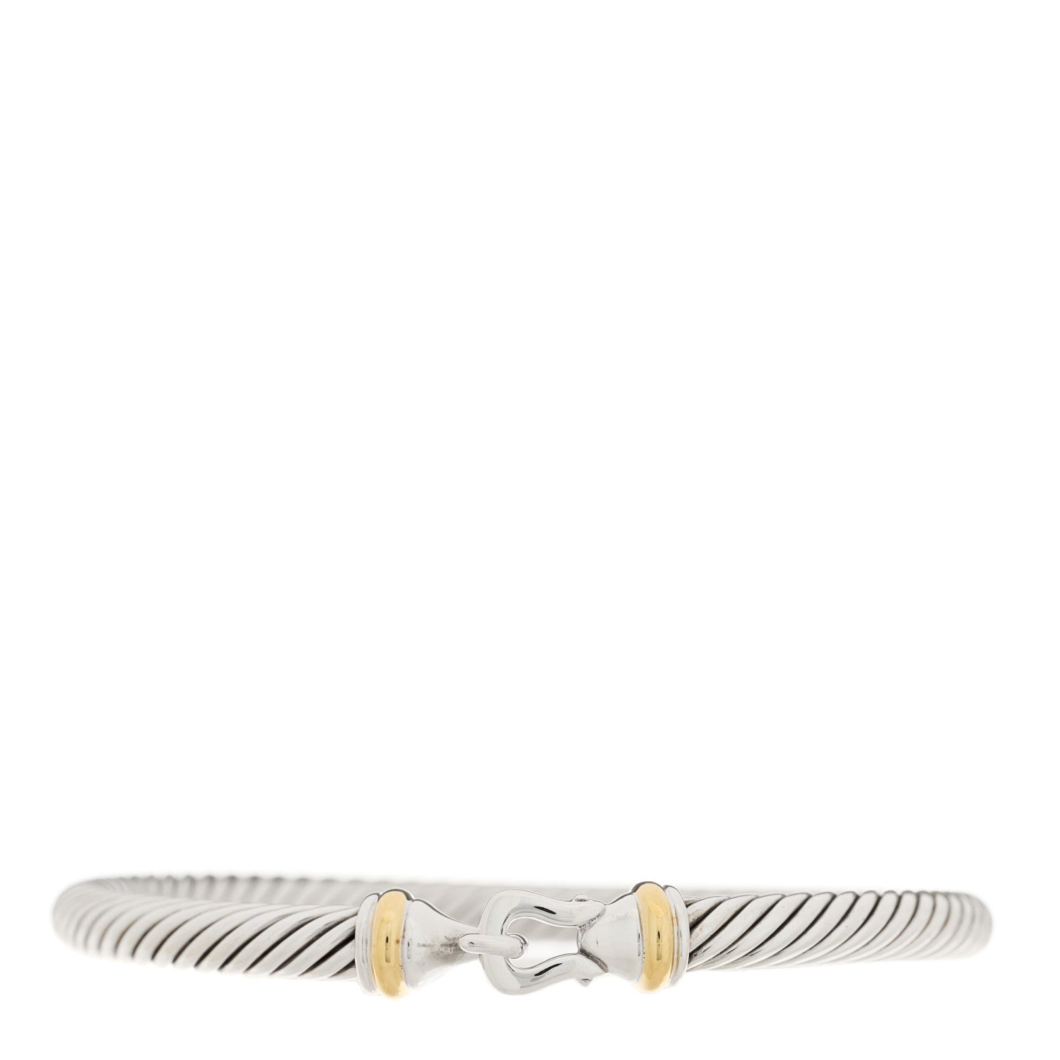 David Yurman Sterling Silver 18K Yellow Gold 5mm Cable Classic Buckle Bracelet 1 of 3