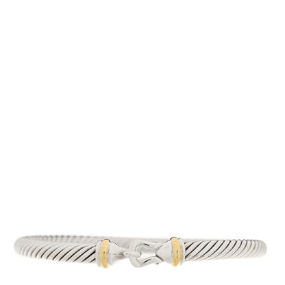David Yurman Sterling Silver 18K Yellow Gold 5mm Cable Classic Buckle Bracelet 1 of 3
