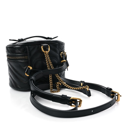 Gucci Calfskin Matelasse Mini GG Marmont Round Backpack Black 3 of 8