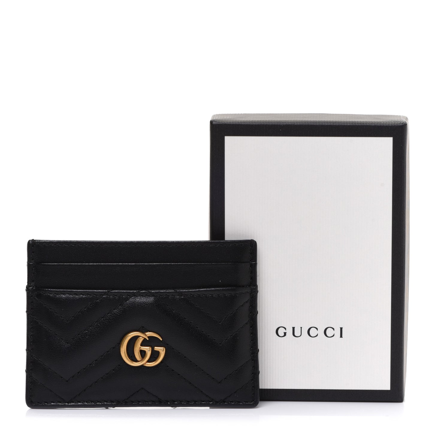 Calfskin Matelasse GG Marmont Card Holder Black