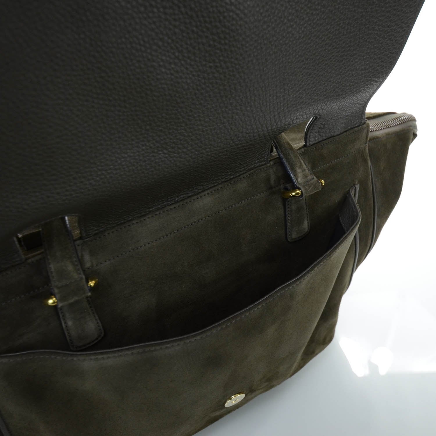 Gucci Suede Medium 1973 Top Handle Satchel Olive 10 of 13