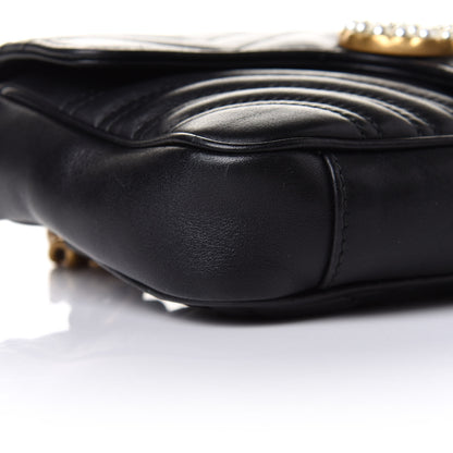 Gucci Calfskin Matelasse Pearly GG Marmont Chain Belt Bag Black 10 of 11
