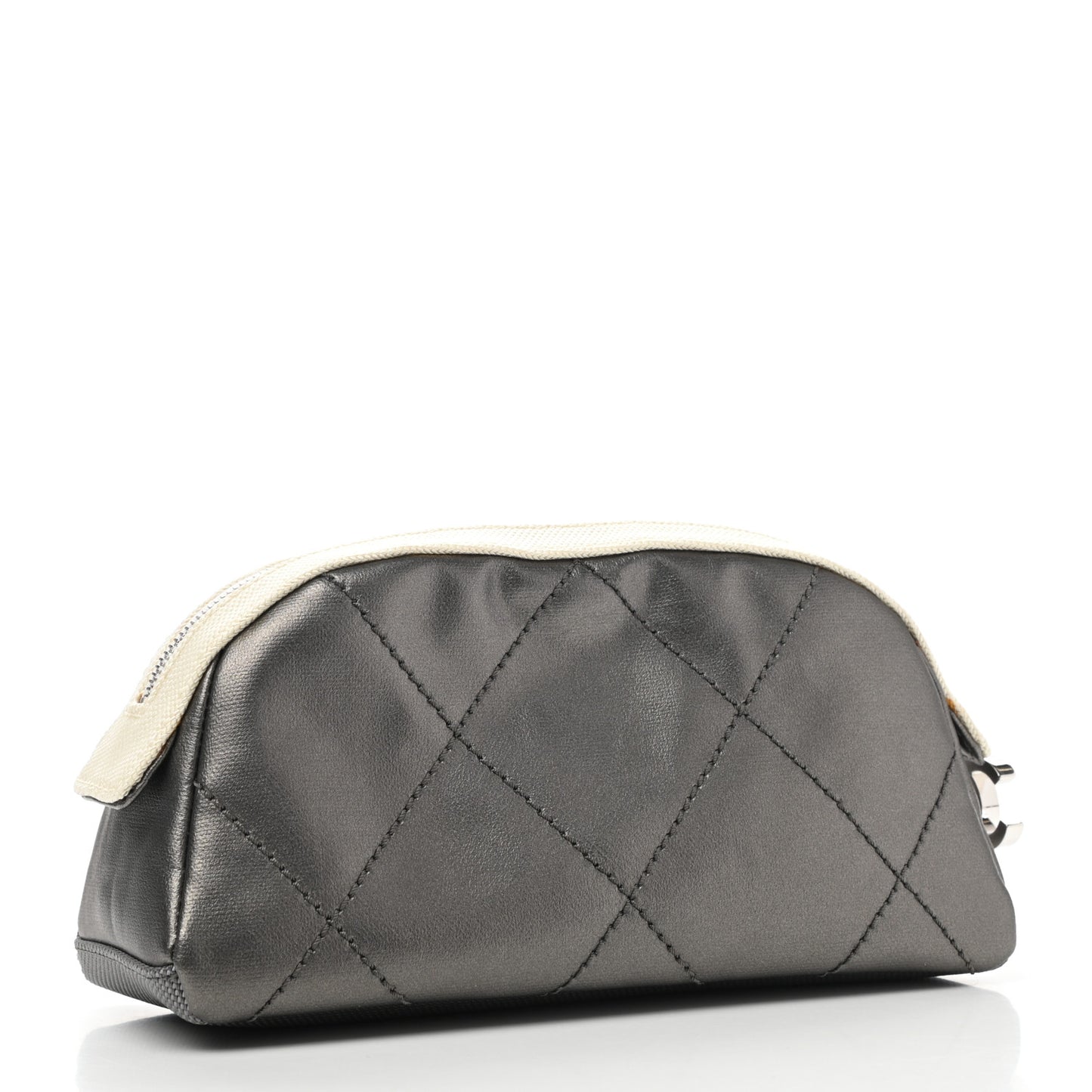 Coated Canvas Paris Biarritz Makeup Pouch Silver
