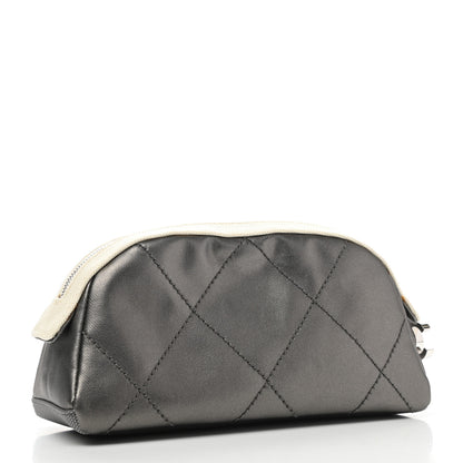 Chanel Coated Canvas Paris Biarritz Makeup Pouch Silver 3 of 11