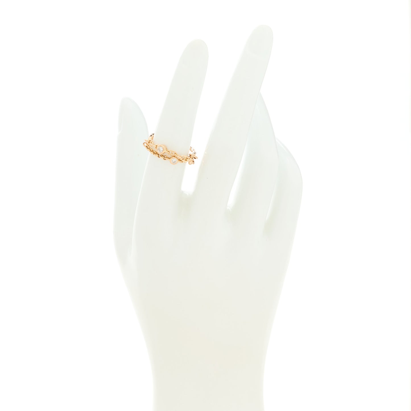 18K Rose Gold Diamond PM Chaine d'Ancre Chaos Ring 52 6