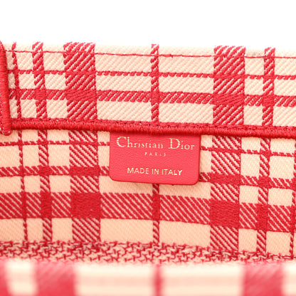 Christian Dior Canvas Embroidered Medium Check'n'Dior Book Tote Red Multicolor 6 of 11