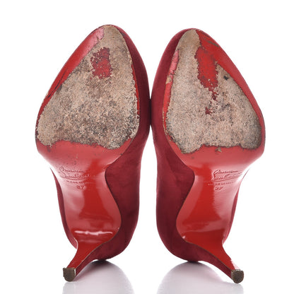 Christian Louboutin Suede Declic 120 Pumps 37 Dark Red 7 of 13