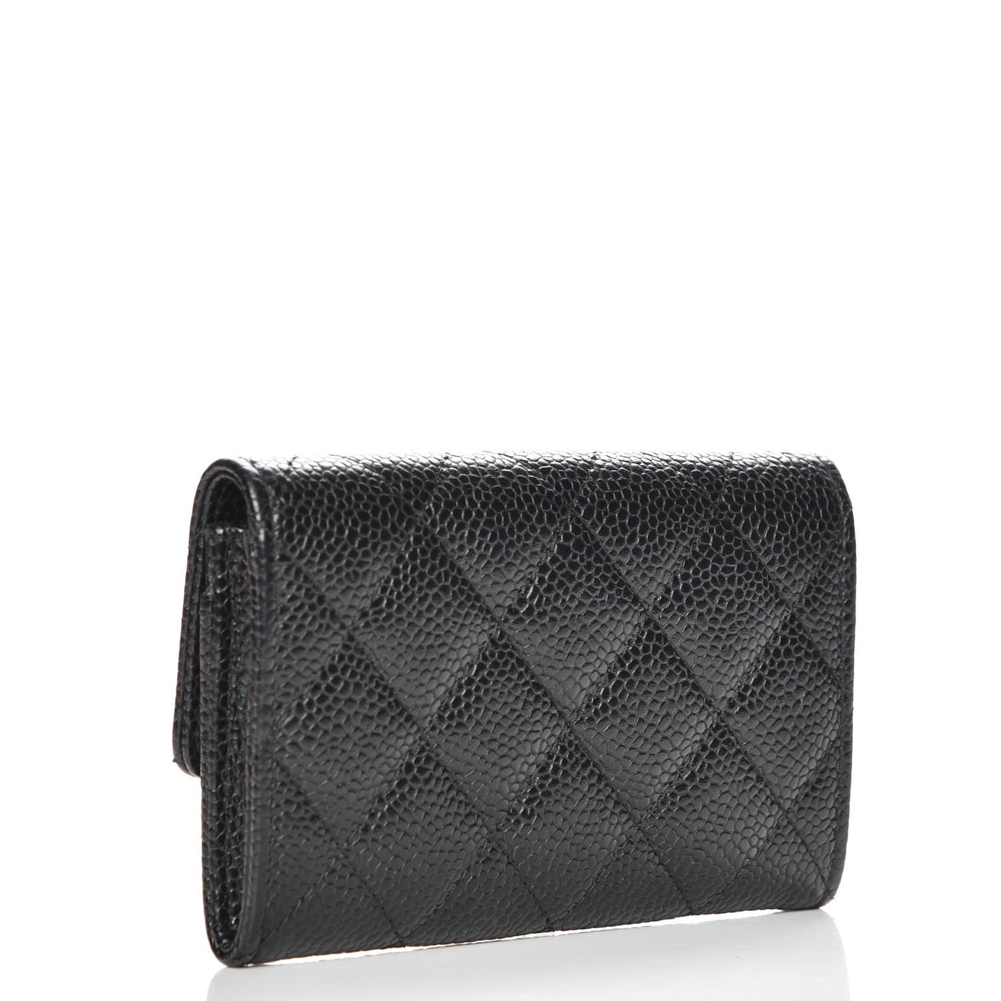 Caviar Quilted Flap Card Holder Black