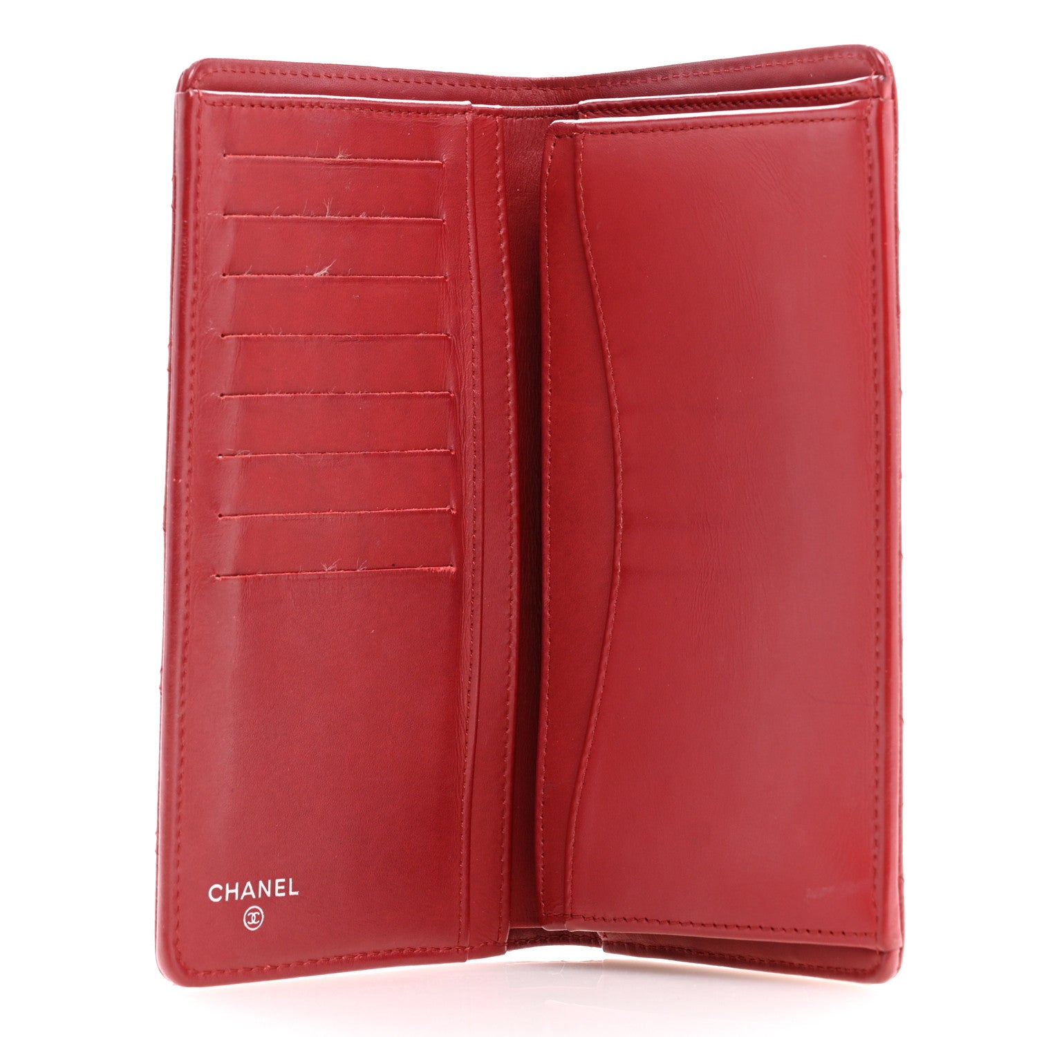 Chanel Caviar Quilted Yen Wallet Red 5 of 12