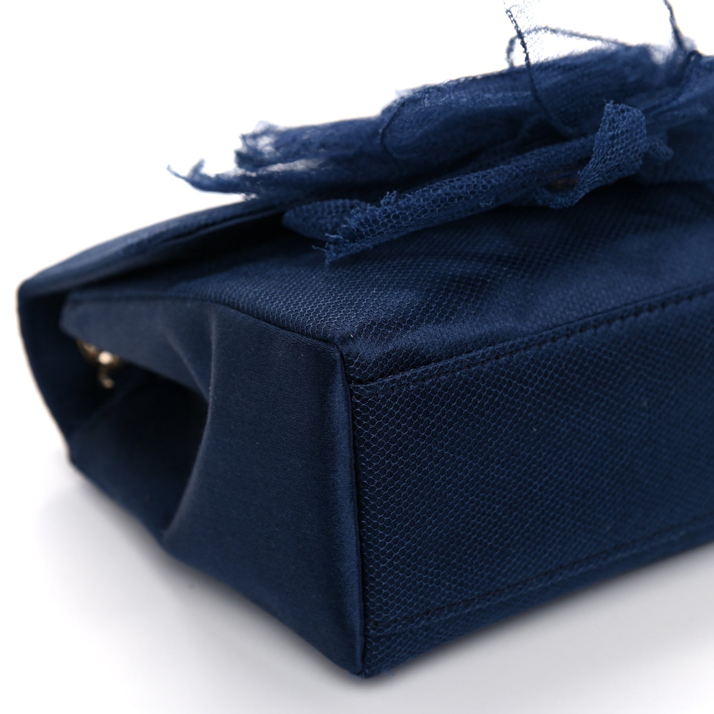 Satin Mesh Camellia Flap Navy Blue