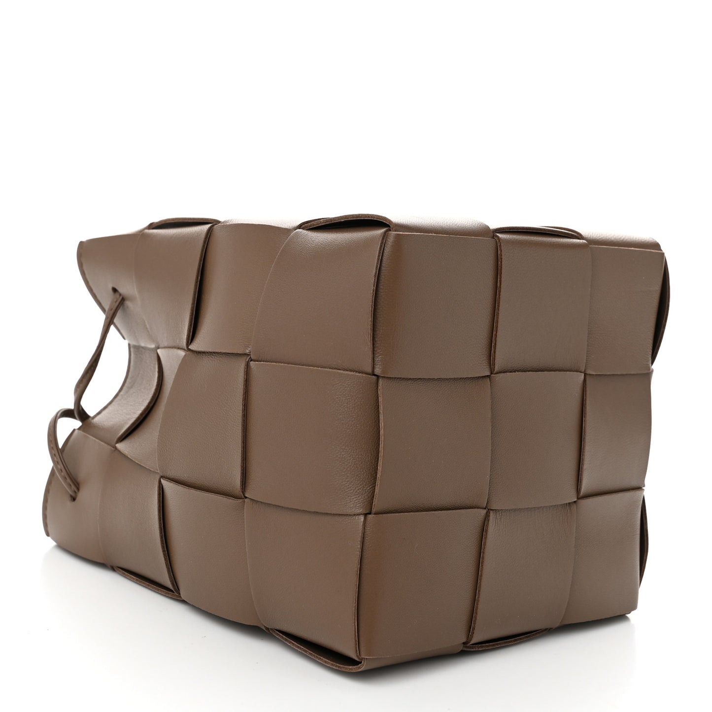 Nappa Maxi Intrecciato Small Cassette Bucket Bag Dark Taupe