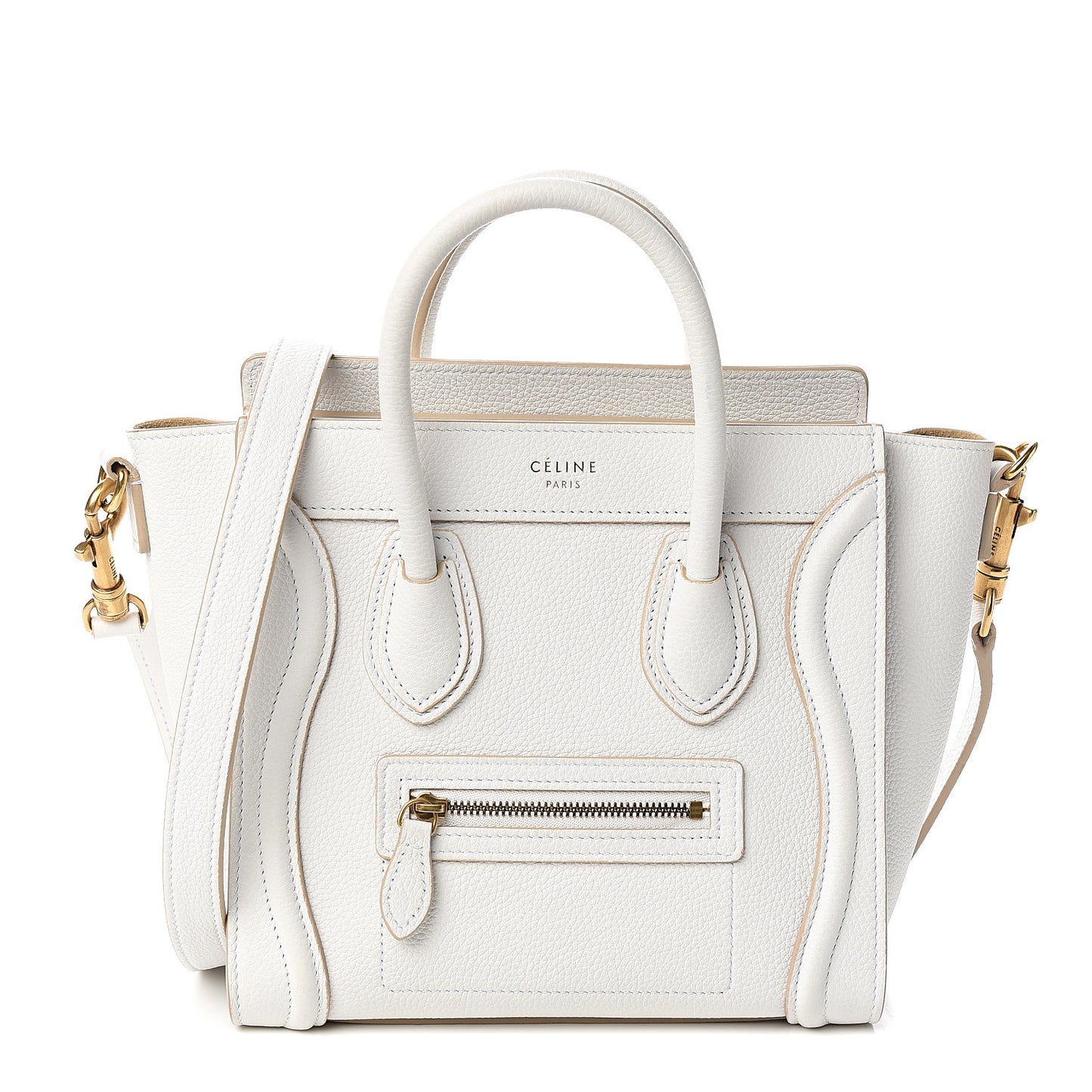 Drummed Calfskin Nano Luggage Optic White