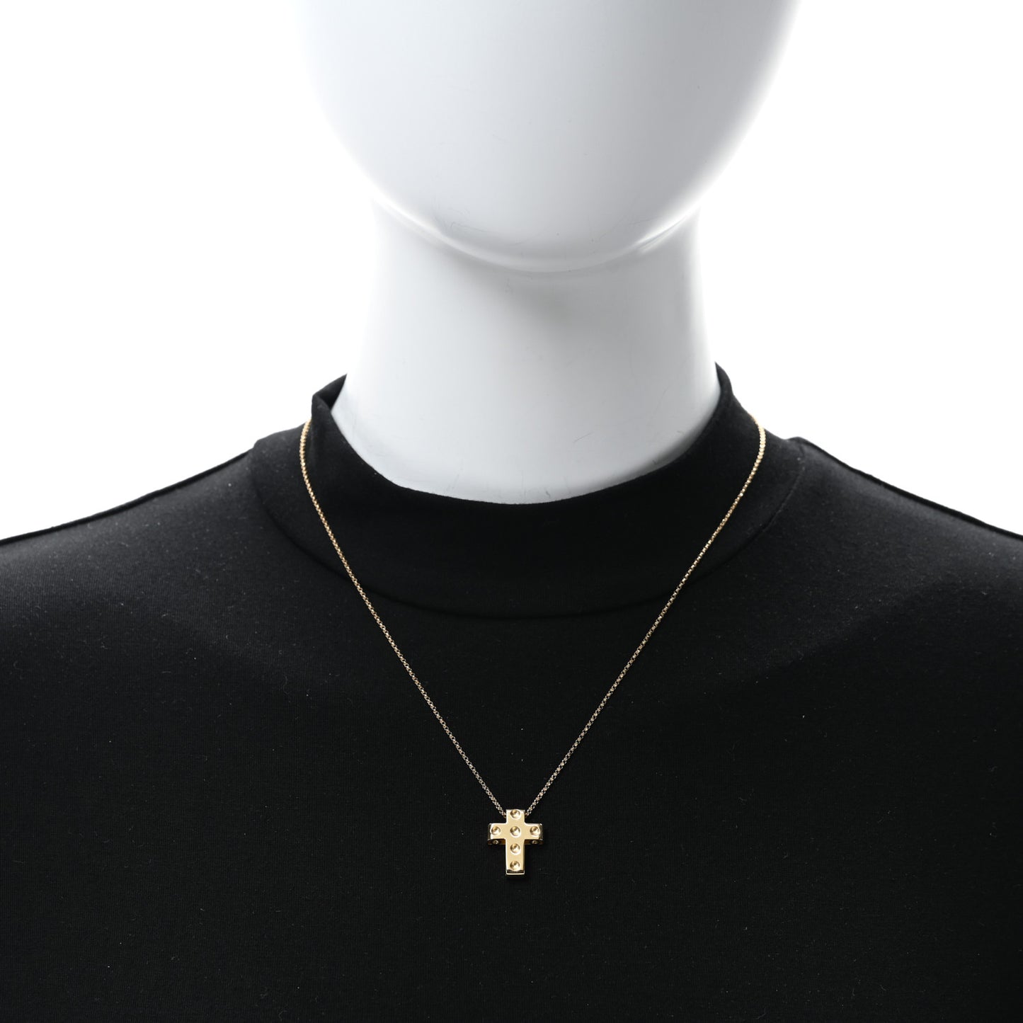 18K Yellow Gold Pois Mois Cross Pendant Necklace
