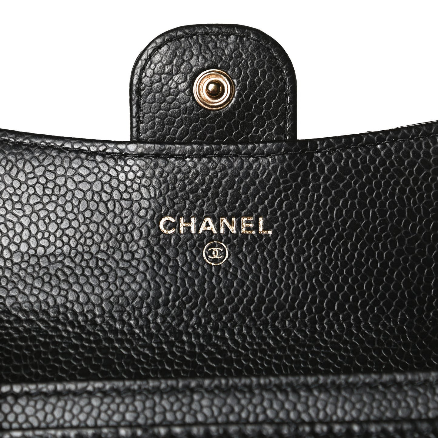 Caviar Quilted Flap Card Holder Wallet Black