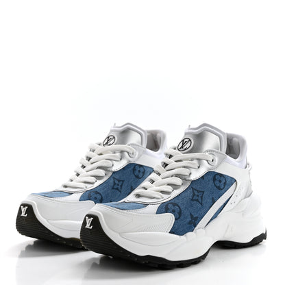 Louis Vuitton Calfskin Monogram Denim Run 55 Sneakers 38 Blue 3 of 8