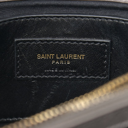 Saint Laurent Waxed Calfskin Matelasse Chevron Medium Monogram College Bag Fog Gray 6 of 17