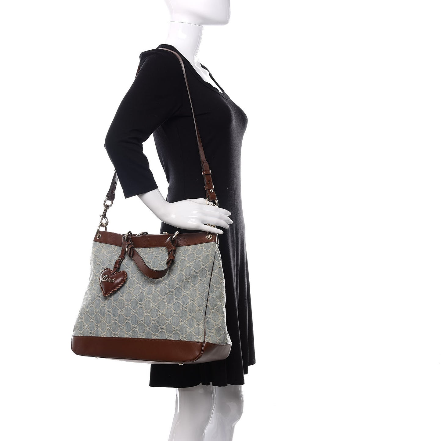 Denim Monogram Medium Valentine Top Handle Bag