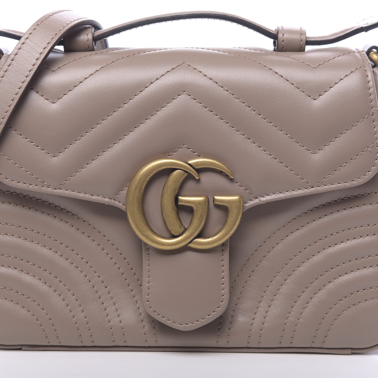 Gucci Calfskin Matelasse Mini GG Marmont Top Handle Shoulder Bag Porcelain Rose 10 of 10