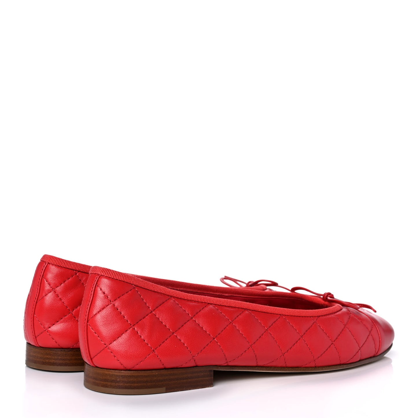 Lambskin Quilted CC Cap Toe Ballerina Flats 41 Red