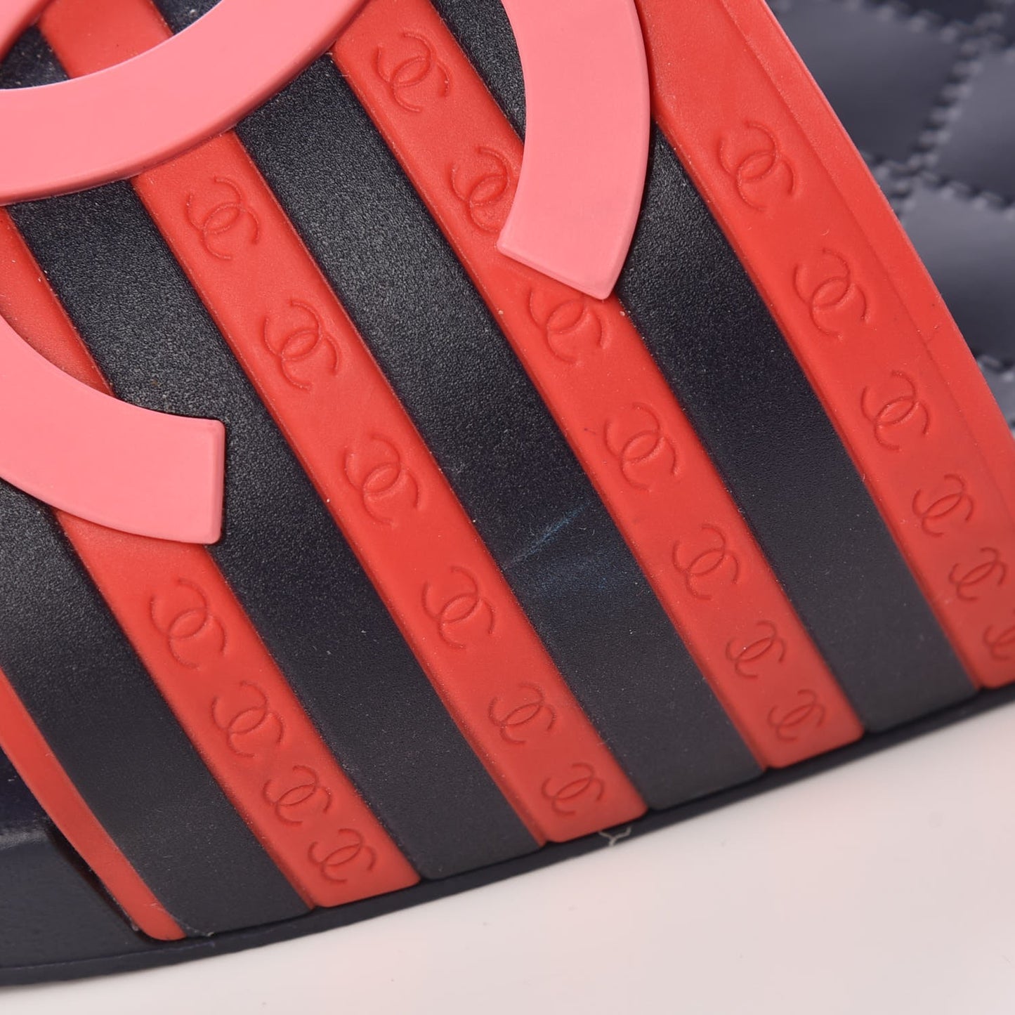 Rubber CC Flat Slide Sandals 41 Pink Red