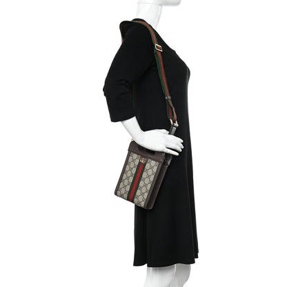 Gucci GG Supreme Monogram Textured Dollar Calfskin Web Mini Ophidia Top Slip Handle Crossbody Bag Beige Ebony New Acero 2 of 9