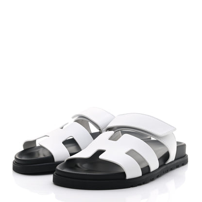Hermes Calfskin Womens Chypre Sandals 37 White 3 of 8