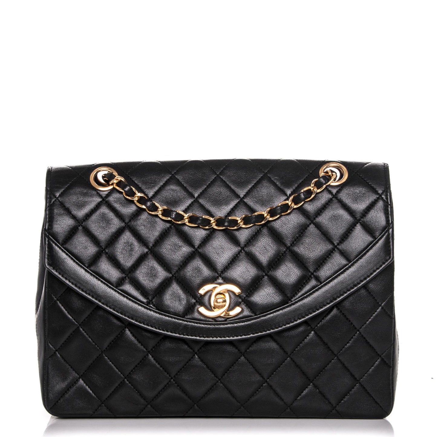 Lambskin Quilted Medium Single Flap Black