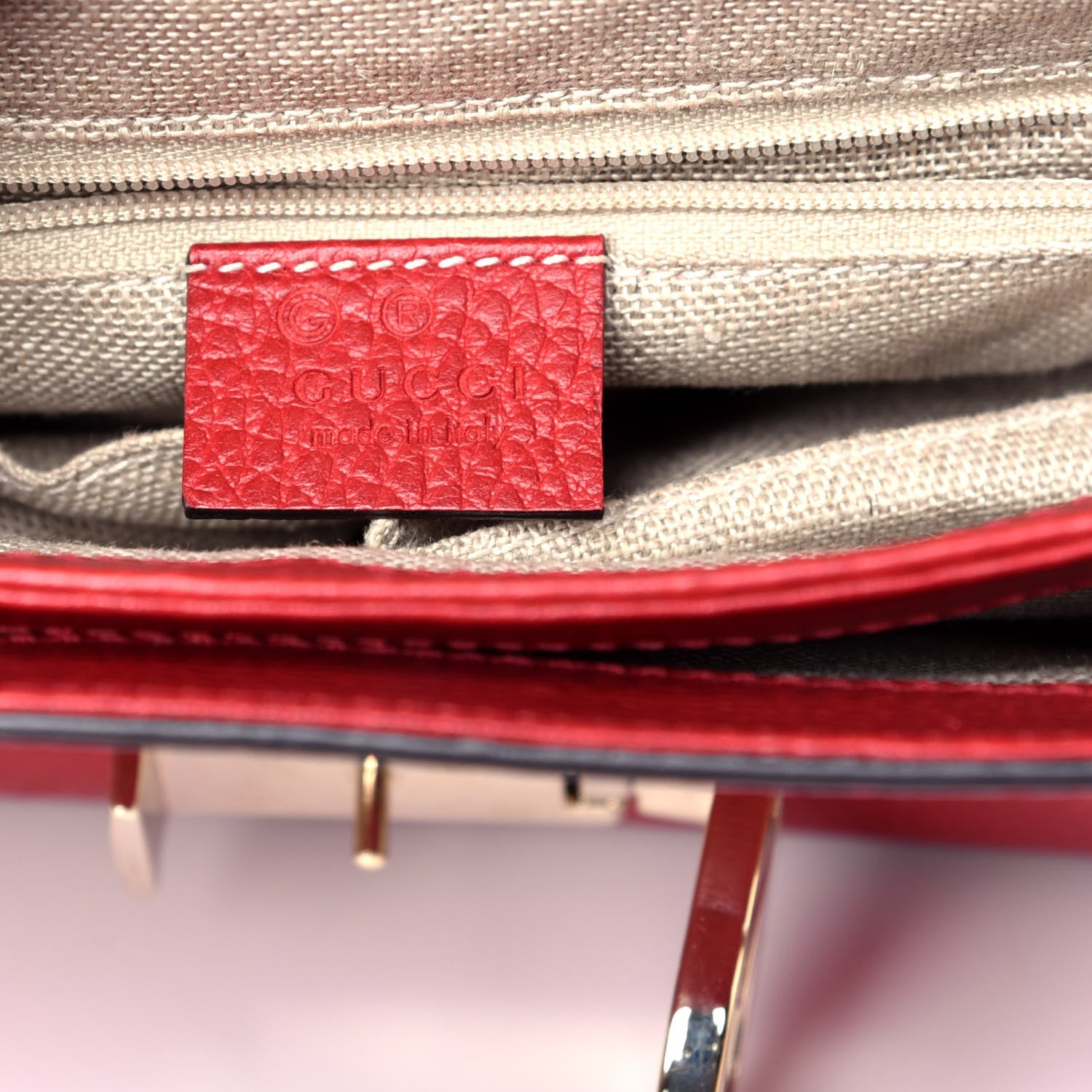 Gucci Dollar Calfskin Interlocking G Top Handle Shoulder Bag Red 7 of 9