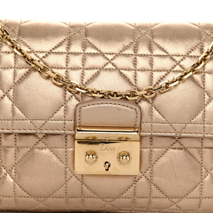 Christian Dior Metallic Lambskin Cannage Wallet on Chain Gold 8 of 10