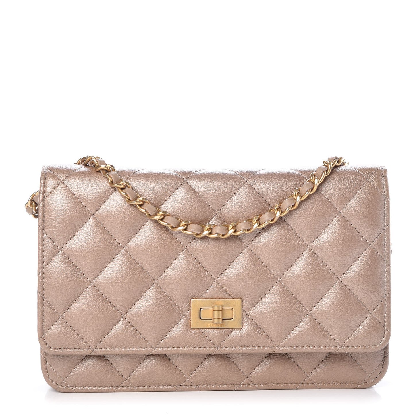 Metallic Aged Calfskin Reissue Wallet On Chain WOC Gold