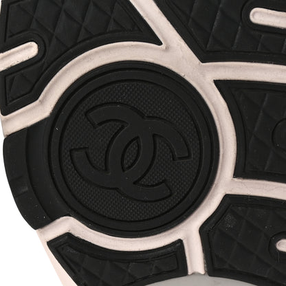 Chanel Nylon Lambskin Suede Calfskin CC Sneakers 40 Pink White Black 7 of 10