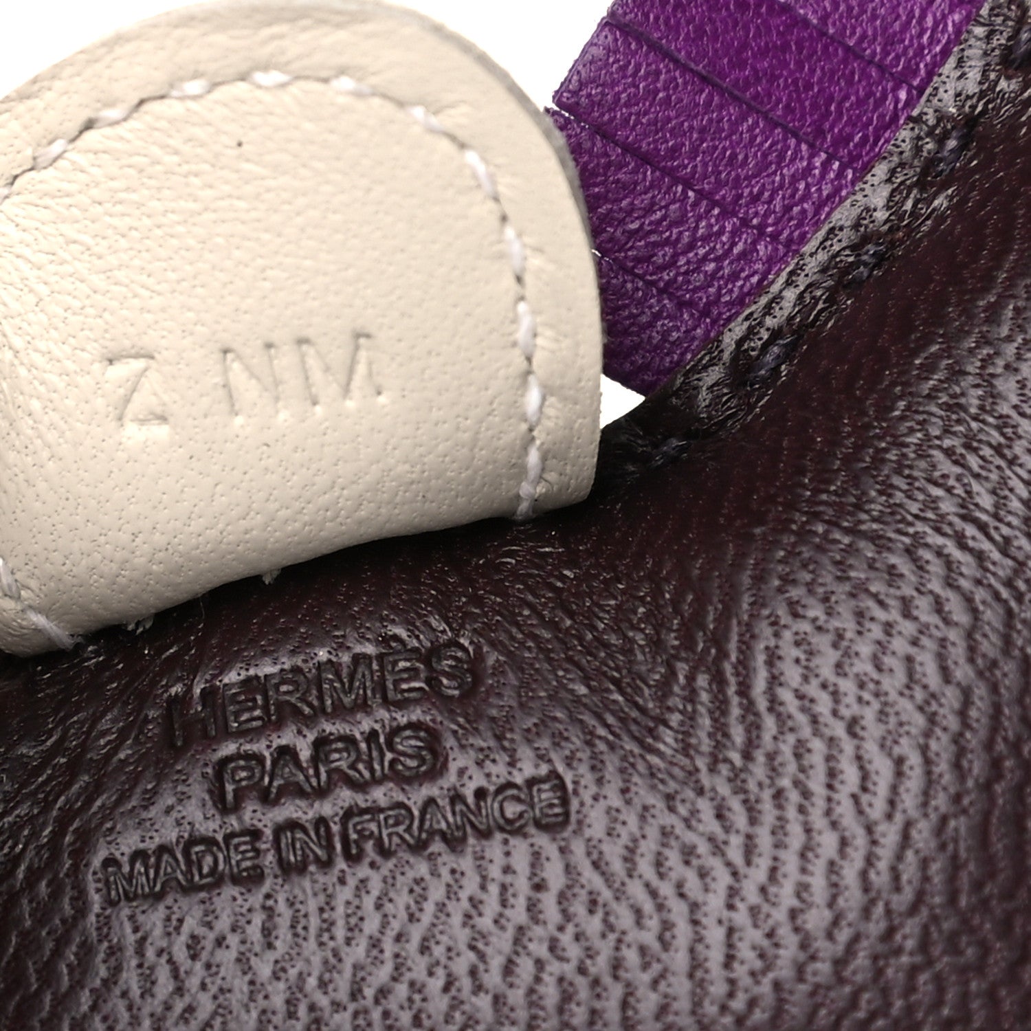 Hermes Milo Lambskin Grigri Rodeo Horse Bag Charm PM Rouge Sellier Craie Violet 3 of 4