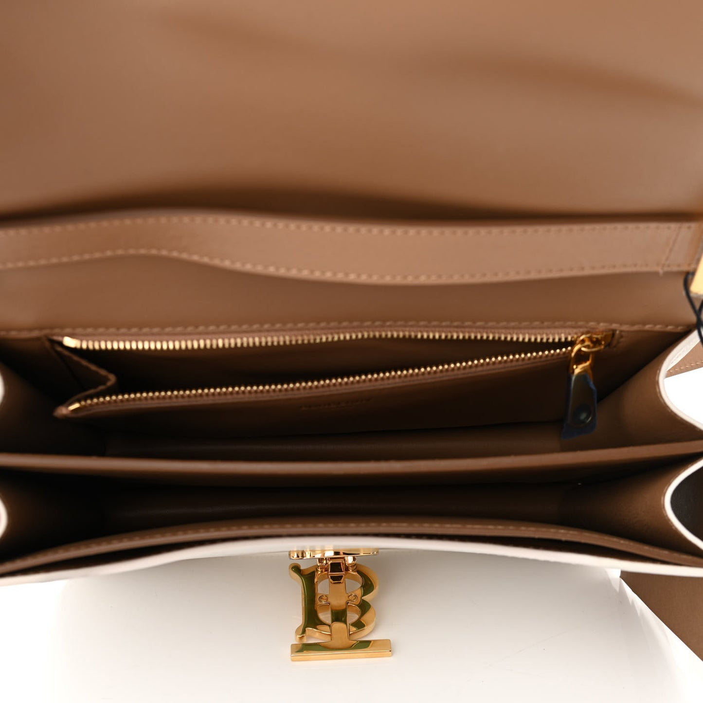 Calfskin Small TB Envelope Clutch Bag Chalk White Camel