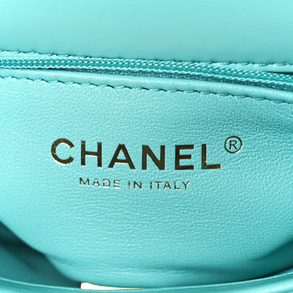 Chanel Shiny Lambskin Quilted Mini Coco Trip Flap Bag Turquoise 6 of 10