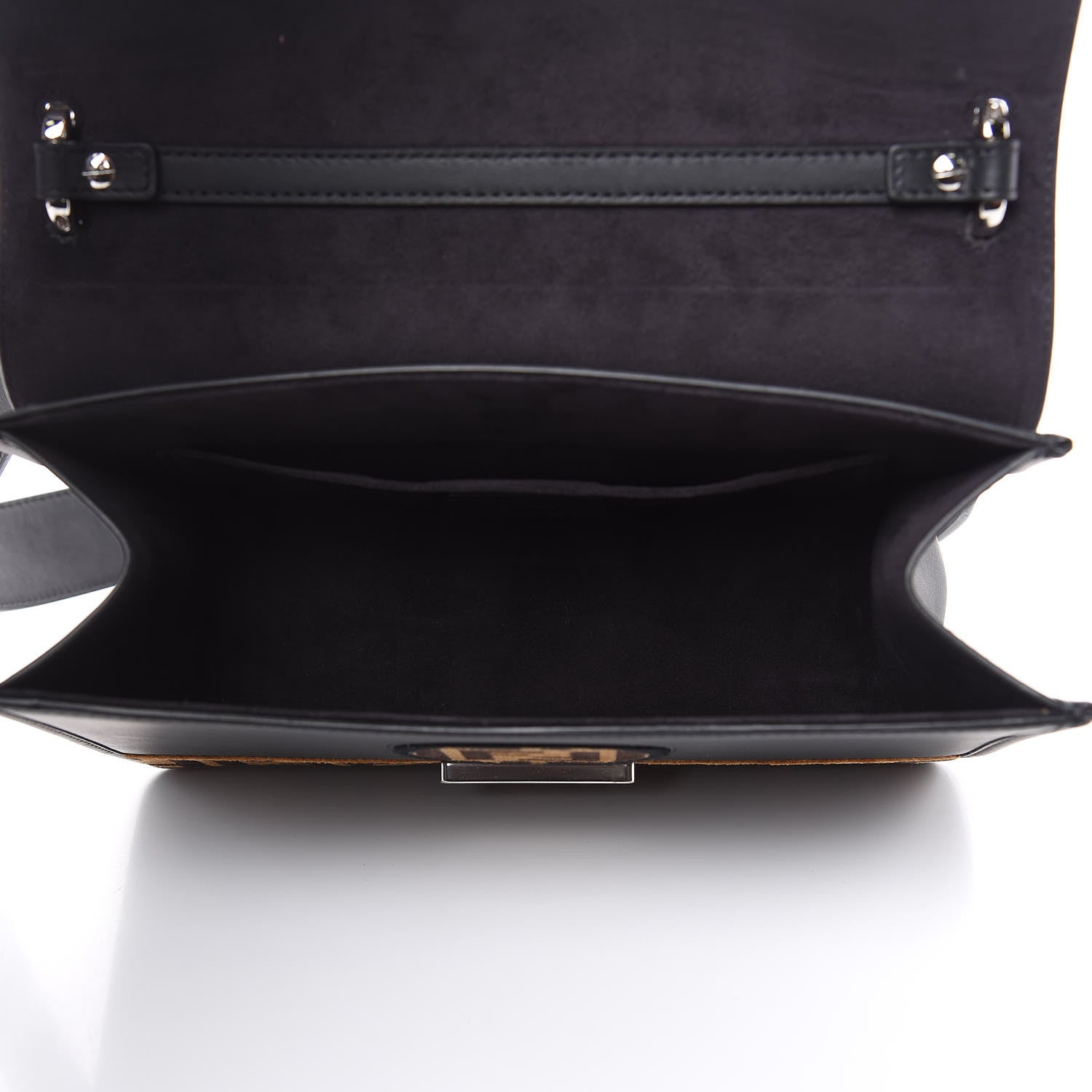 Fendi Vitello Century Velvet F is Fendi FF Kan I Shoulder Bag Black Tobacco 5 of 11