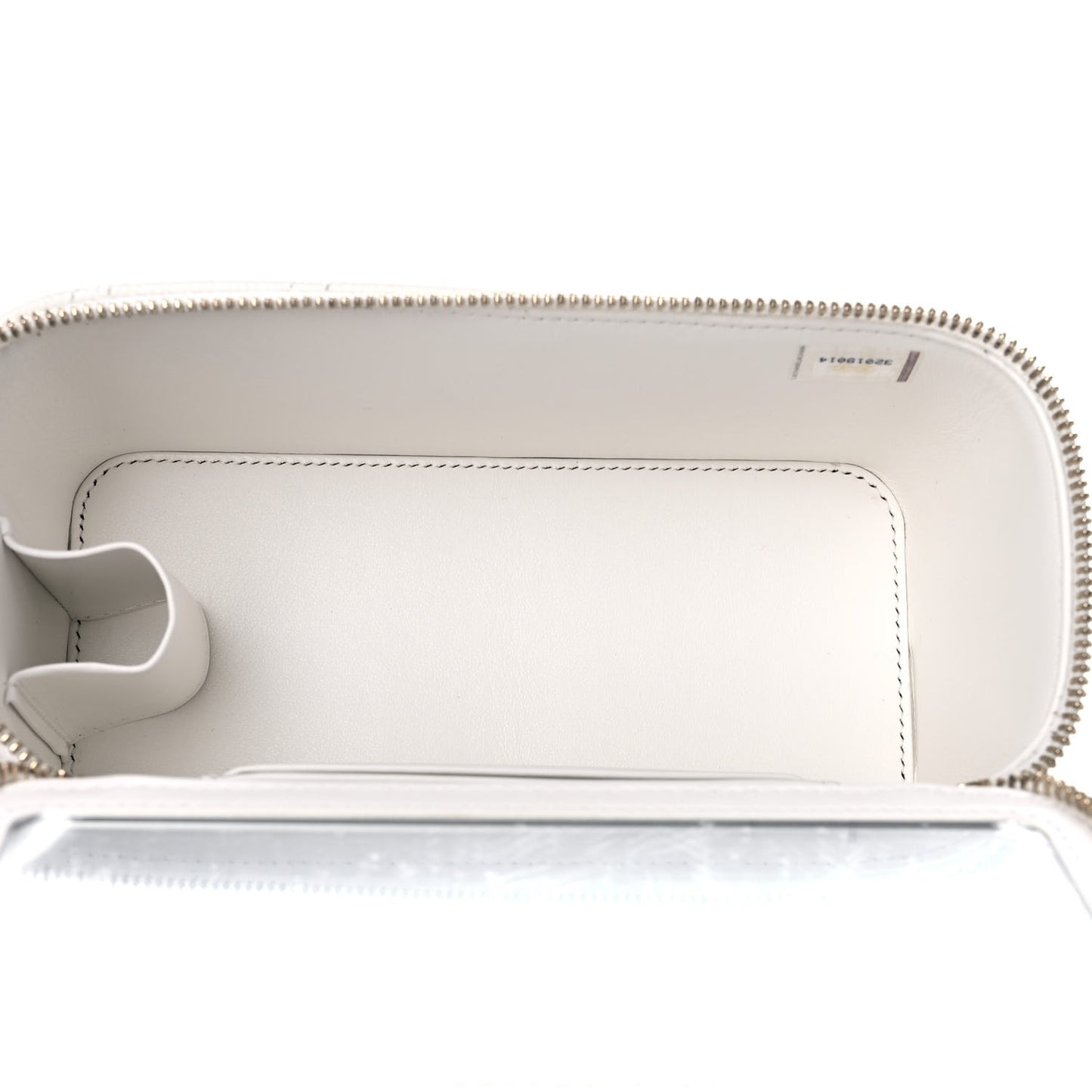 Caviar Quilted Small Vanity Case With Chain White
