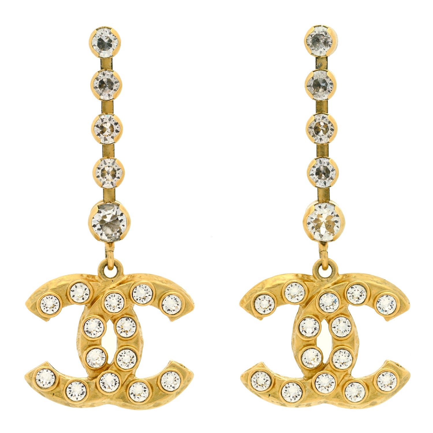 Chanel CC Crystal Drop Earrings Gold 1 of 4