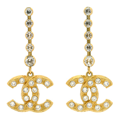 Chanel CC Crystal Drop Earrings Gold 1 of 4