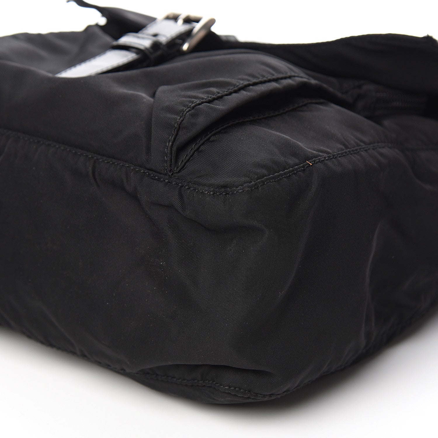Prada Tessuto Nylon Single Buckle Messenger Bag Black 9 of 12