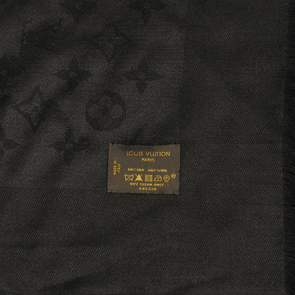 Louis Vuitton Silk Wool Monogram Shawl Black 5 of 5