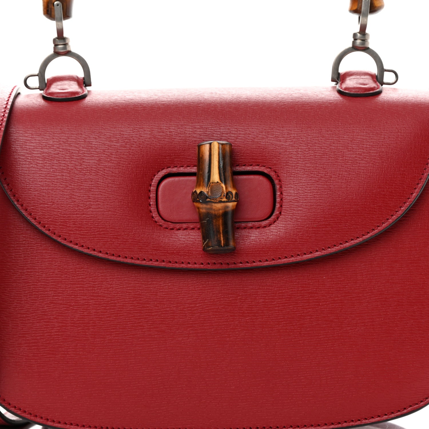 Gucci Shangai Calfskin Small Classic Bamboo Top Handle Bag Romantic Cerise 8 of 16