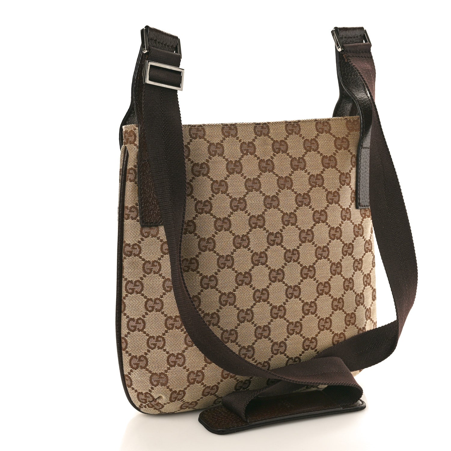 Gucci Monogram Flat Messenger Bag Dark Brown 3 of 12
