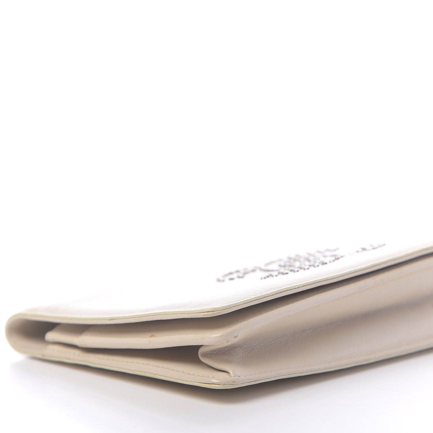 Lambskin Studded CC Wallet On Chain WOC Beige