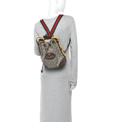 Gucci GG Supreme Monogram Neo Vintage Drawstring Bucket Backpack Beige New Acero Crop 2 of 12