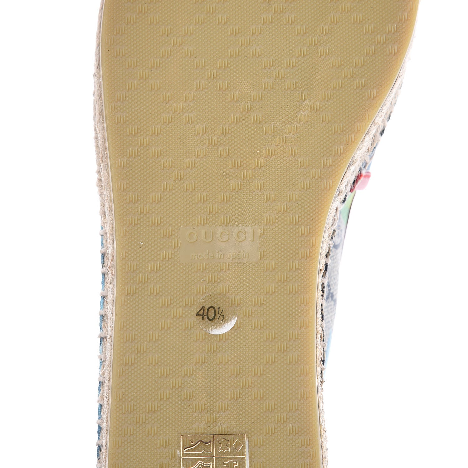 Gucci GG Supreme Monogram Blooms Espadrilles 40.5 Beige Blue Navy Hibiscus Red 8 of 9