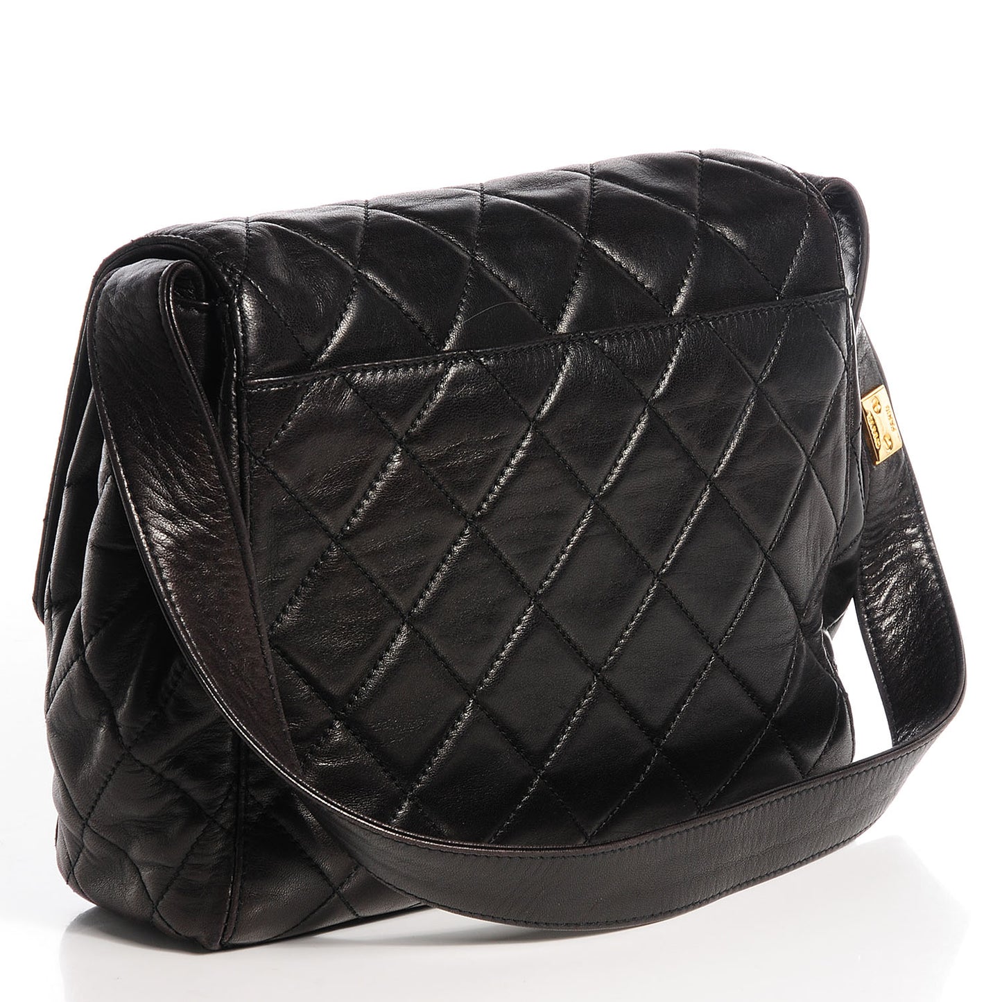 Lambskin Quilted Flap Shoulder Bag Black