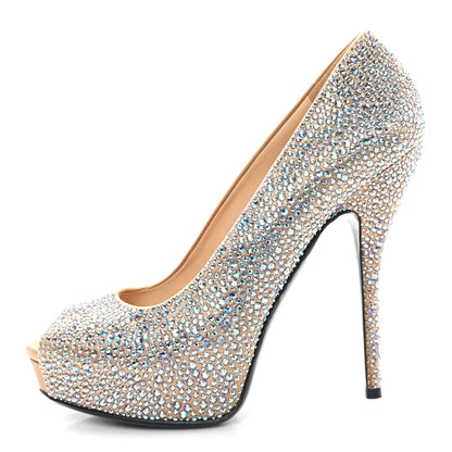 Gucci Satin Crystal Sofia Etoile Peep Toe Pumps 38 Blue 1 of 10