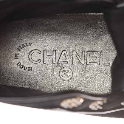 Chanel Fabric Lambskin Lace Up Cap Toe Sneakers 36.5 Black 7 of 10