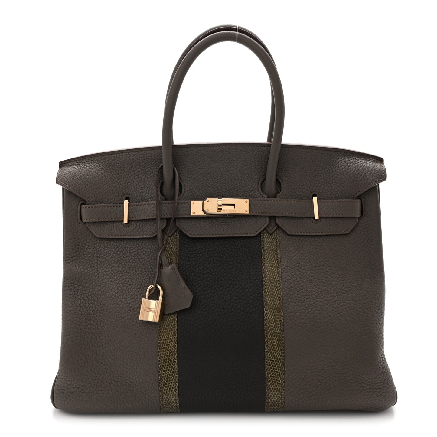 Taurillon Clemence Lizard Club Birkin 35 Etain Graphite