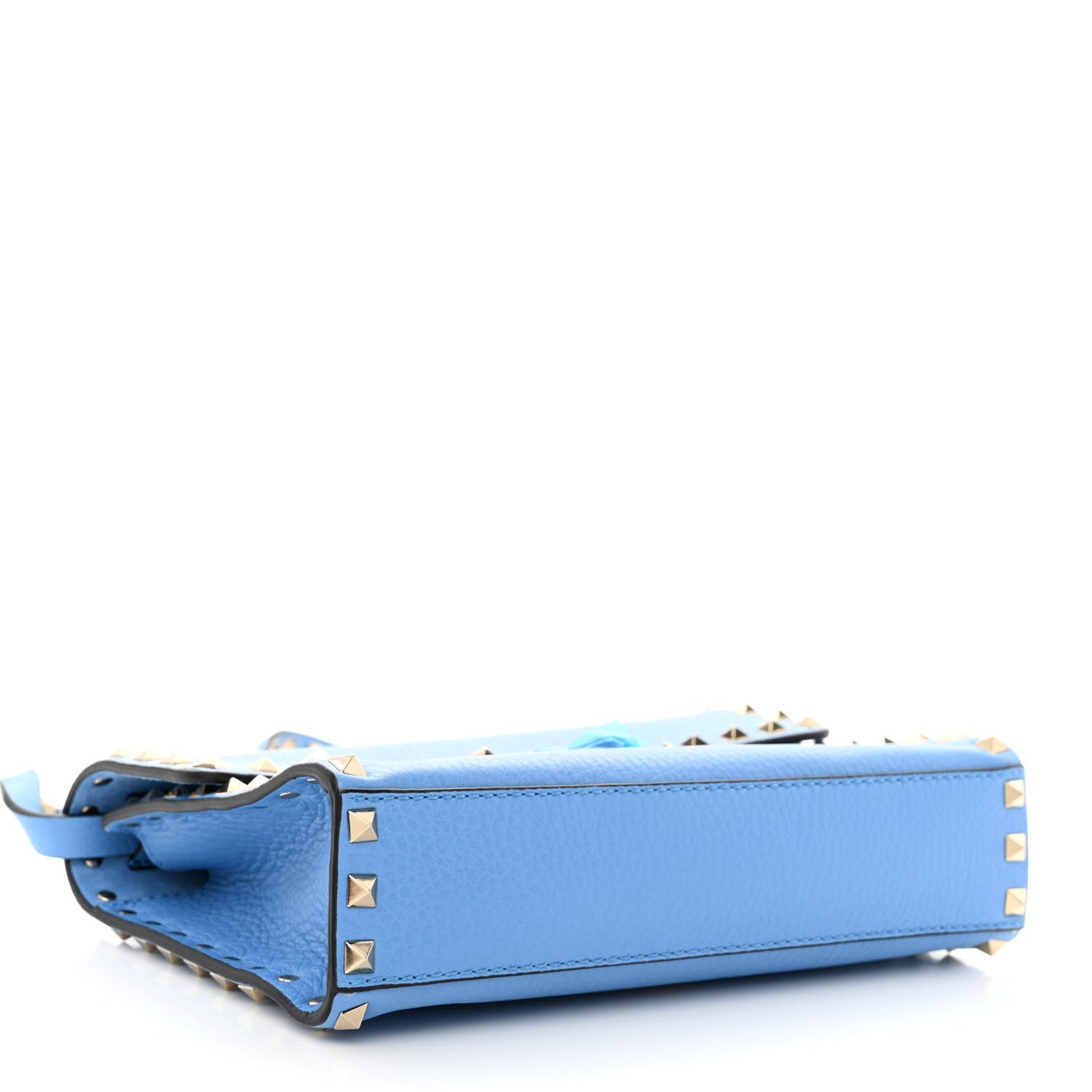 Pebbled Calfskin Medium Rockstud Flip Lock Crossbody Bag Denim